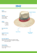Headwear Natural Straw with Green Under - 3942