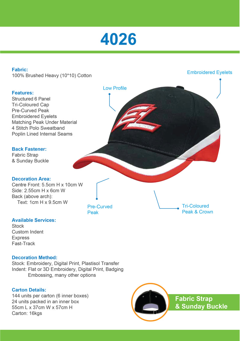 Headwear-Brushed Heavy Cotton Tri-Coloured Cap-4026