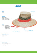 Headwear Natural Straw Orange Trim - 4261