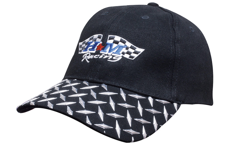 Headwear-Brushed Heavy Cotton with Checker Plate on Peak-4044