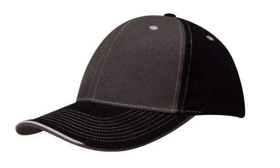 Headwear-Brushed Heavy Cotton Two Tone Cap with Contrasting Stitching and Open Lip Sandwich-4053