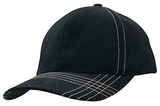 Headwear-Brushed Heavy Cotton with Contrasting Stitching & Cross Stitched Peak-4086