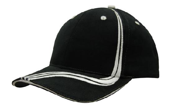 Headwear-Brushed Heavy Cotton with Waving Stripes on Crown & Peak Cap -4099