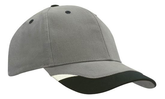 Headwear-Brushed Heavy Cotton with Peak Inserts & Printed Trim -4125