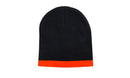 Headwear-Roll Down Two Tone Acrylic Beanie - Toque-4188