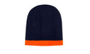 Headwear-Roll Down Two Tone Acrylic Beanie - Toque-4188