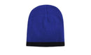 Headwear-Roll Down Two Tone Acrylic Beanie - Toque-4188