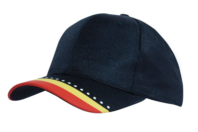 Headwear Breathable Poly Twill with Multi Coloured Printed Peak - 4219